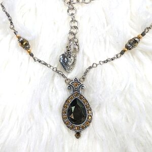 Brighton Gold Crown Teardrop Reversible Pendant Necklace Retired